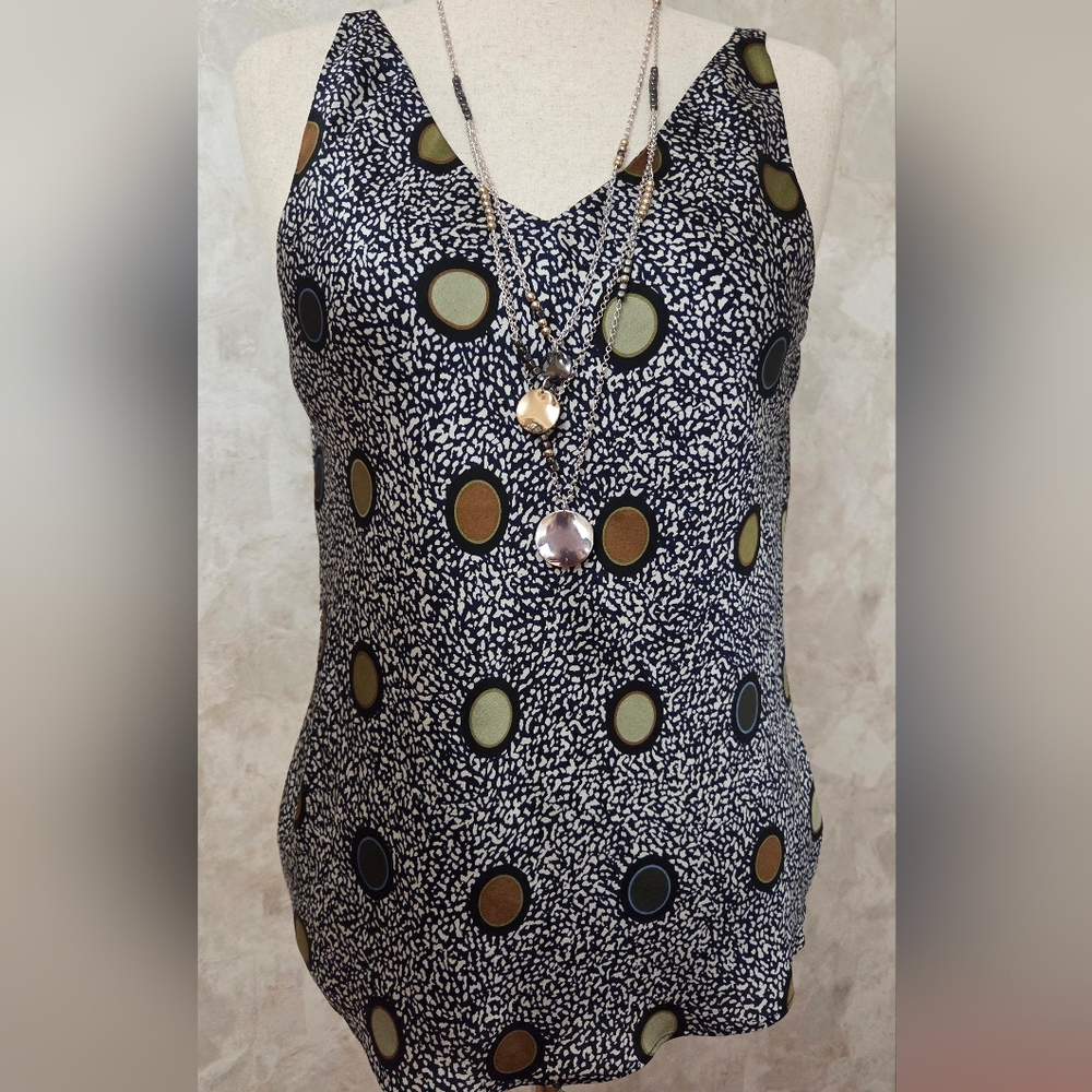 NIC+ZOE Black and White Camisole with Gold Accents